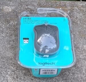 Logitech M185 Wireless Mouse Gray USB Receiver Plug Play Compact PC Mac
